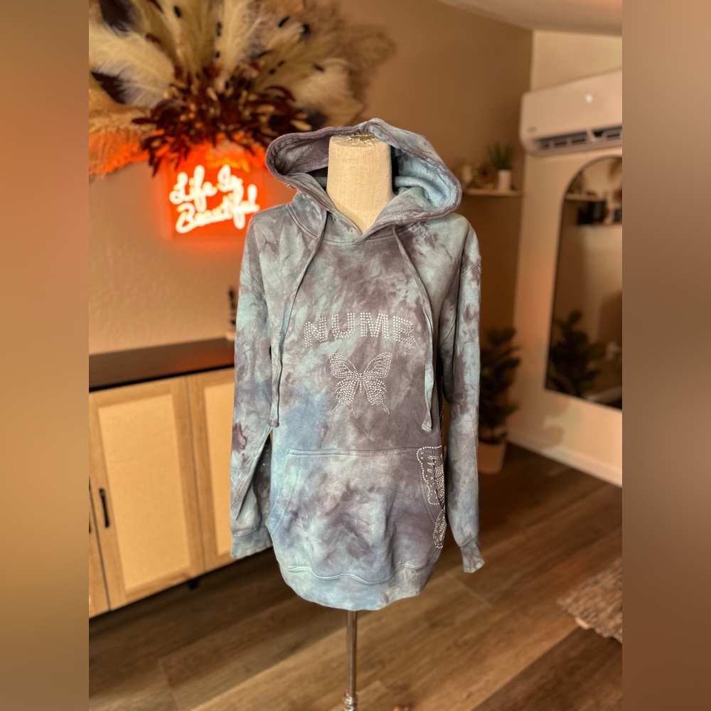 Yours Truly “Sinner & Saint” Rhinestone Tie dye Hoodie